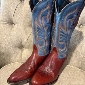 Tony Lama Blue and Brown Cowboy Boots